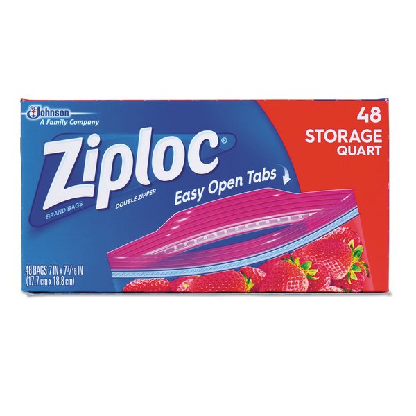 Ziploc Quart Food Storage Bags, Grip 'n Seal Technology for Easier Grip, Open, and Close, 48 Count