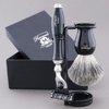 Haryali London 3 Edge Safety Razor With Black Badger Hair Brush and Stand Perfect Shaving Kit For Mens