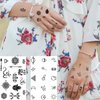 Briyhose Black Geometry Small Temporary Tattoos for Women, Realistic Cute Star Swallow Fake Tattoo Adult Girl Finger Neck, Sexy Tiny Cross Line Heart Temp Tatoo Sticker Wrist Hand Body Art, 28-Sheet