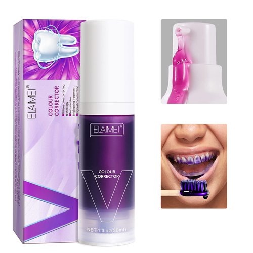 Purple Toothpaste - Dental Color Corrector Serum in a Foam Formula to Remove Stains, Reduce Tooth Deposit Color, and Achieve Brighter, Whiter Teeth for a Confident Look (1PCS Blueberry)
