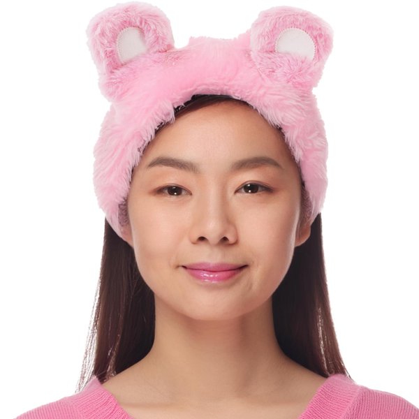 Spa Savvy Care Bears Skincare Headband, Cheer Bear Makeup Hair Band with 3D Ears for Washing Face, Skin Care Routine, and Cosmetics