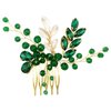 BETITETO Crystal Bridal Hair Comb Wedding Gold Vine Leaf Rhinestone Hair Piece Accessories for Women Girls (Green)