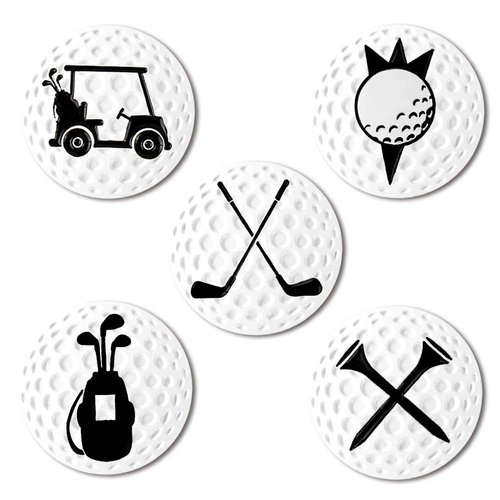Myartte Creative Golf ball marker Soft Enamel Golf Markers 24.4MM Assorted 5 Pcs (Golf club)