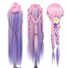 Mannequin Head with Hair, Eumos 29'' Doll Head for Hair Styling Training Head Manikin Practice Cosmetology Doll Head Styling Hairdressing Training Braiding Heads with Clamp Holder (Pink Purple)