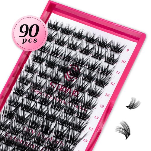 Lash Clusters 90PCS Individual Lashes, D Curl Lash Extension Clusters Lashes Wispy Natural Look, DIY Eyelash Clusters Volume Look Like Eyelash Extensions DIY at Home by STHANA- FOXY, 9-16mm Mixed