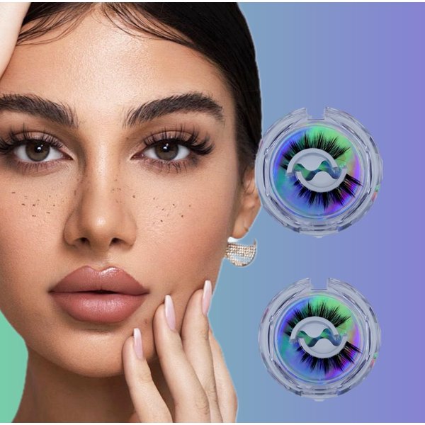 Palimainy Self-Adhesive False Eyelashes, reusable self adhesive eyelashes, Cat Eye False Eyelashes,no glue eyelashes self-adhesive, 14mm Length, Wild Charm" (Pack of 2 Pairs)