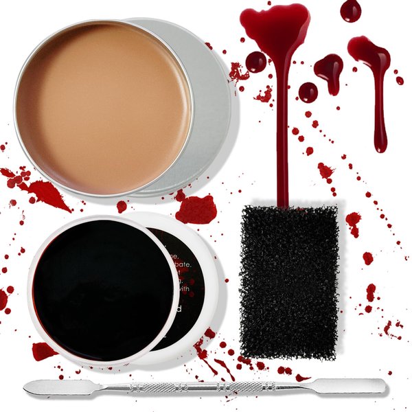 XINGXYUEL Halloween Fake Blood Scar Wax SFX Makeup Kit with Sponge Spatula Coagulated Stage Fake Blood Gel Washable for Halloween Zombie Vampire SFX Special Effects Makeup
