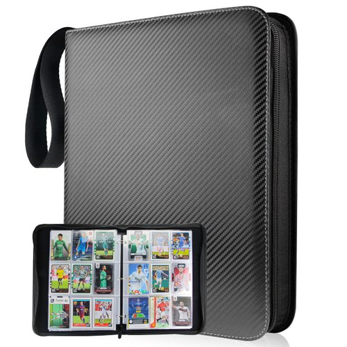 9-Pocket TONESPAC 900 Cards Binder, Double Sided Pocket with Removable Sheets PU Card Binder，Card Folder for Collectors Sports Cards Baseball Card Collection (Stripe Black)