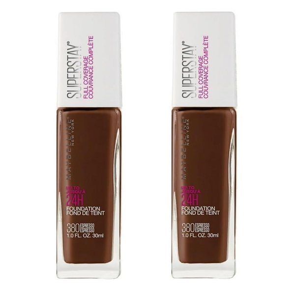 Pack of 2 Maybelline New York Superstay Full Coverage 24HR Liquid Foundation, Espresso 380