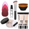 Foundation Full Coverage Matte Oil Control Concealer with Face Primer & Makeup Brush & Makeup Sponge & Foundation Brush