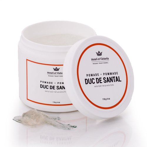 Duc de Santal Hair Pomade for Men for All Hair Styles - Strong Hold and Medium Shine, Water-Based Hair Styling Pomade, Adds Texture & Thickness to Hair, Easy to Wash Out, Handmade in Canada - 118g 4oz