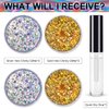 Silver and Gold Holographic Chunky Glitter Cosmetic Body Hair Face Eye Nail for Festival Carnival Concert Party Beauty Rave Accessories Different Shapes 4 Pots 32g/1.12oz+ Quick Dry Primer Glue Gel