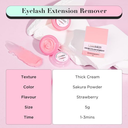LASHVIEW Eyelash Extension Remover Cream, Strawberry Flavor Cream, Lash Extension Remover Cream,5g