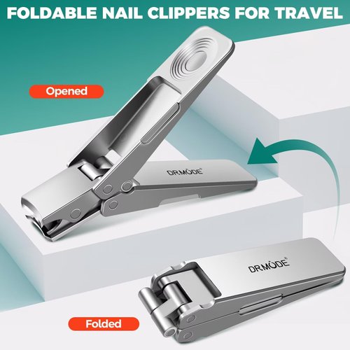 DRMODE Nail Clippers for Men, Ultra Sharp Stainless Steel Toenail Clippers, Mens Stocking Stuffers 2024 Foldable Fingernail Clippers with Catcher German Nail Clippers Nail Cutter with Nail Files