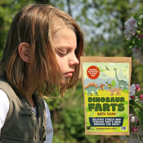 Dinosaur Farts Bath Soak - Cool Bath Gift for Kids - Funny Dino Fart Gift for Dinosaur Lovers - Teen Boys Stocking Stuffer Girls - Premium Stress Relief Bath Salt