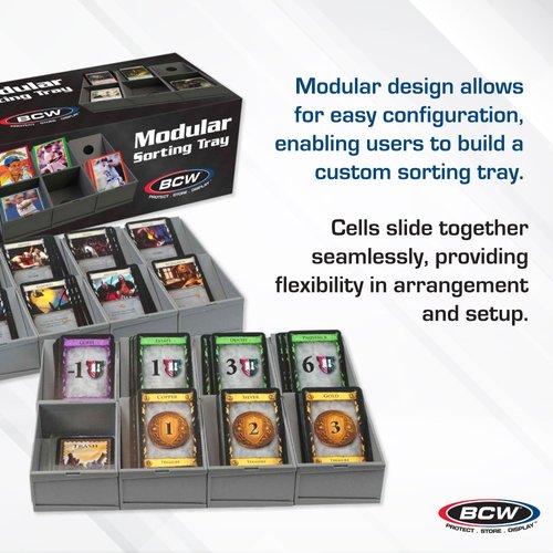 BCW Modular Card Sorting Tray | Customizable Display and Storage Grid, Expandable TCG Sorting Tray | Ideal for Sports Cards, Magic the Gathering, Pokémon, and Board Games