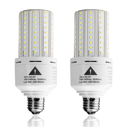 ZP 2-Pack Led Light Bulb 400W Equivalent 6250 Lumen 5000k Cool Daylight White E26/E27 Medium Base 50W Led Corn Light for Outdoor Indoor Lamp Area Garage Warehouse Workshop Street Backyard New Upgrade
