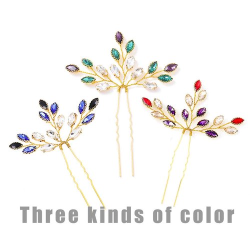 Barode Bride Wedding Hair Pins Blue Crystal Bridal Headpieces Hair Accessories for Women and Girls Pack of 2 (Blue)