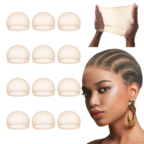 Lashey HD Wig Cap 12 Pieces Nude Color Skin-friendly wig Caps Invisible and Breathable Wig Grip C...