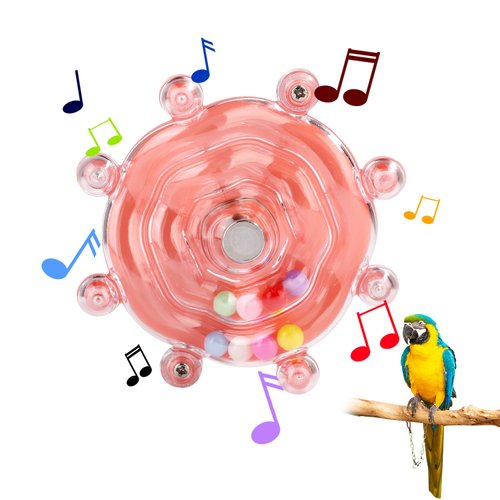PEUTIER Bird Toys for Parakeets, Funny Parrot Spinner Toy Wheel Interactive Parrot Rotate Toy Rattle Cockatiel Toy for Chewing Exercise Bird Cage Entertainment (Pink)