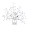 BriLove Wedding Bridal Hair Comb Hair Accessories with Crystal Bead Simulated Pearl Handmade Filigree for Women Clear Silver-Tone