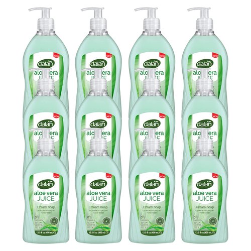 Dalan Aloe Vera Juice Cream Ultra Moisturizing Liquid Hand Soap for Dry and Fresh Hands Feeling Clean and Soft (13.5 Fl Oz / 400 mL (Pack of 12))