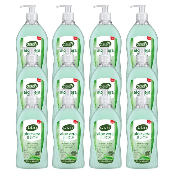 Dalan Aloe Vera Juice Cream Ultra Moisturizing Liquid Hand Soap for Dry and Fresh Hands Feeling Clean and Soft (13.5 Fl Oz / 400 mL (Pack of 12))