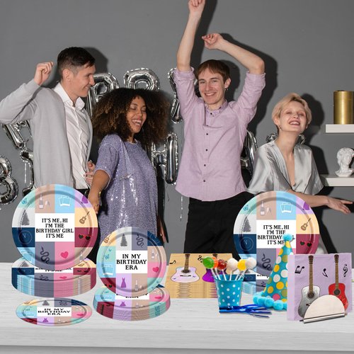 Birthday Tableware Set,60PCS Birthday Plates and Napkins Decoration Supplies Dinnerware for Birthday Theme Party Decoration