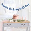 RoadSea Happy Fucking Birthday Banner - Funny Birthday Party Garland Supplies for Adult - Boy Girl Happy Birthday Party Decorations - Blue Glitter