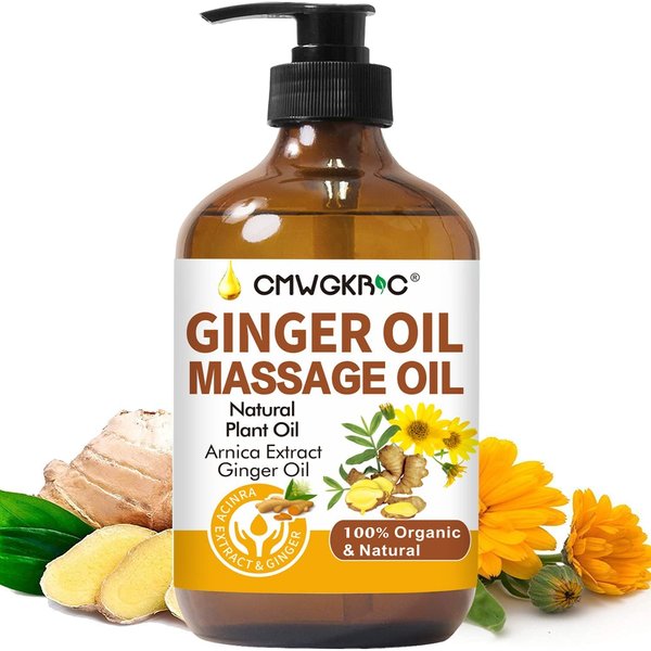 Ginger Oil,Ginger Massage Oil for Lymphatic Drainage,Natural Ginger Oil for Skin, Arnica Oil,Sore Muslce Massage Oil, Arnica Extract,Vitamin E Oil and Ginger Oil-Warming and Relaxing