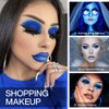 DE'LANCI Blue Eyeshadow Matte Palette, Highly Pigmented Gemstone Blue Eye shadow Single, Ultra-Blendable, Intense Color, Blue Face Body Paint Christmas Halloween Smurf Mystique Cosplay Daily Makeup