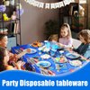 Buryeah 176 Pcs Truck Party Supplies Tableware Set, Include Truck Tablecloth Party Tables Cover Truck Paper Plates Napkins Cups Straw Fork Knife for Trucks Disposable Birthday Decorations(Cute)
