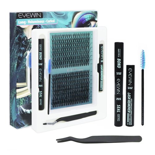 Lash Clusters DIY EyeLash Extension Kit 320PCS Individual, 0.07C/D Curl 9-16MIX 30D Cluster Lashes Extension Kit with Applicator Lash Bond&Seal Glue Remover for Eyelash Extensions Beginners