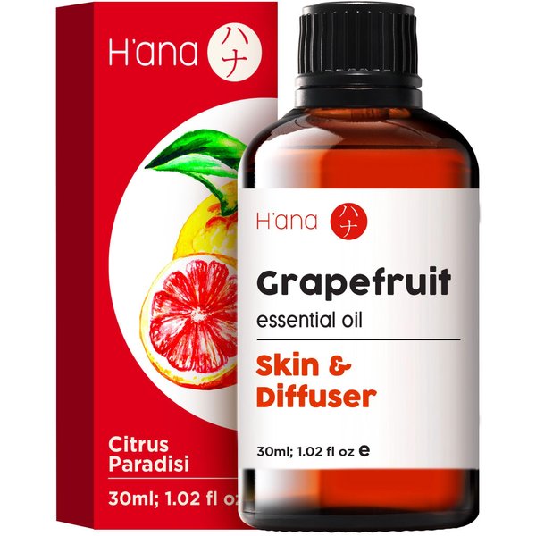 H’ana Grapefruit Essential Oil (1 fl oz) - 100% Natural Grapefruit Oil Essential Oils for Skin, Hair, Diffuser & Aromatherapy