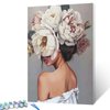 Fashion Girl with Flowers on Head Paint by Numbers for Adults Modern Art Style Figure Lady Painting by Number for Adults Beginner Acrylic Oil Painting Set Lady's Back Artwork Without Frame 16''Wx20''H