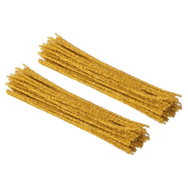 PATIKIL 30cm/11.8" Pipe Cleaners Chenille Stem, 200Pcs Glitters Fuzzy Sticks Pipe Cleaner Craft Supplies for DIY Art Creative Decoration Projects, Gold Tone