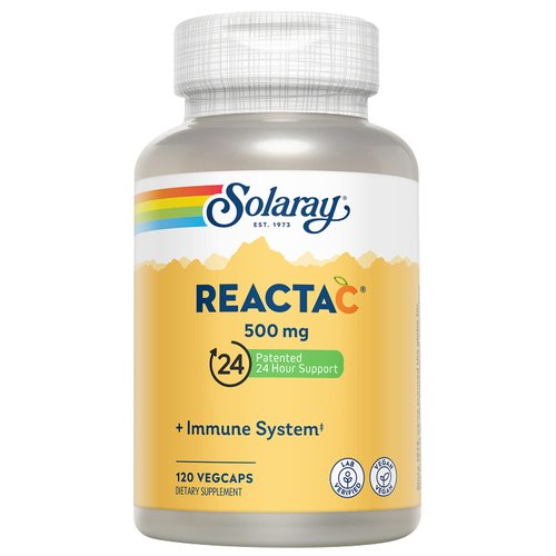 SOLARAY Reacta-C with 500mg Vitamin C, 200mg Bioflavonoid Concentrate, Immune System Defense Vitamins, Patented 24 Hour Immunity Booster Support Supplement, Vegan, 120 Capsules, 120 Servings.