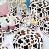 Cow Print Party Supplies, Cow Print Party Tableware Complete Pack Include Black Brown Cow Plates, Napkins, Cups Straws for Cow Birthday Baby Shower Farm Animal Party Decorations