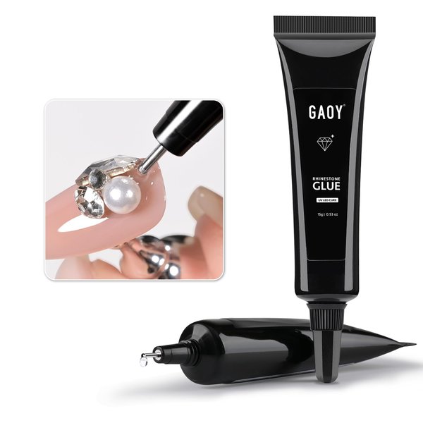 GAOY Rhinestone Glue for Nails, 3D Nail Art Gel for Nail Charms, Gems and Jewels Decoration, 15g UV Nail Gem Glue Gel
