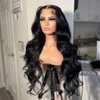 Imeya 13x6 Synthetic Hair 26 Inch Lace Front Wigs Long Natural Black Wavy Wig Glueless Body Wave Hair Pre Plucked for Black Women Daily Party Festival Cosplay 5 Lengths to Choose