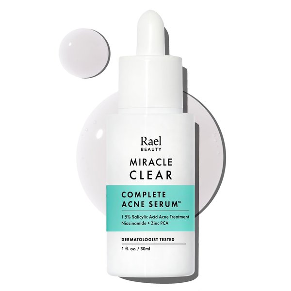 Rael Serum for Face, Miracle Clear Complete Acne Treatment - 1.5% Salicylic Acid, 2% Niacinamide, 0.5% Zinc, Pore Minimizer, Even Skin Tone, Korean Skincare (1oz, 30ml)