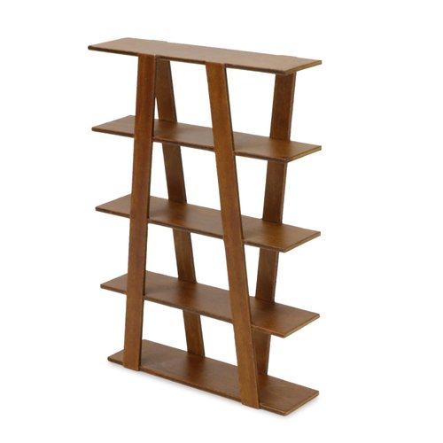 Cutemini Dollhouse Shelf Furniture Bookshelf 1/12 Scale Miniature Wooden Storage Rack Four Tier Shelves Doll House Accessories and Furniture Display Stand Mini Scene Ornaments Decoration (Brown)