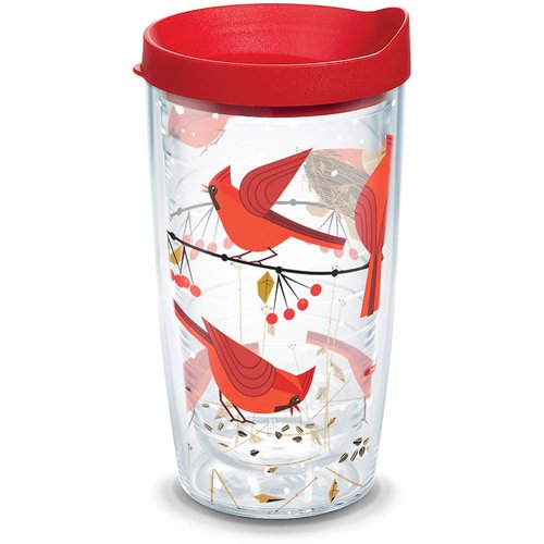 Tervis Festive Christmas Holiday Season Cardinals Made in USA Double Walled Insulated Tumbler Travel Cup Keeps Drinks Cold & Hot, 16oz, Classic