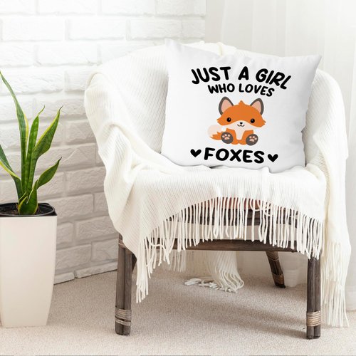 KEUSPI Fox Pillow Covers 18x18, Foxes Gifts for Girls Women, Fox Lover Gift, Fox Decor, Fox Decorations for Home, Just a Girl Who Lovers Foxes Pillow Case