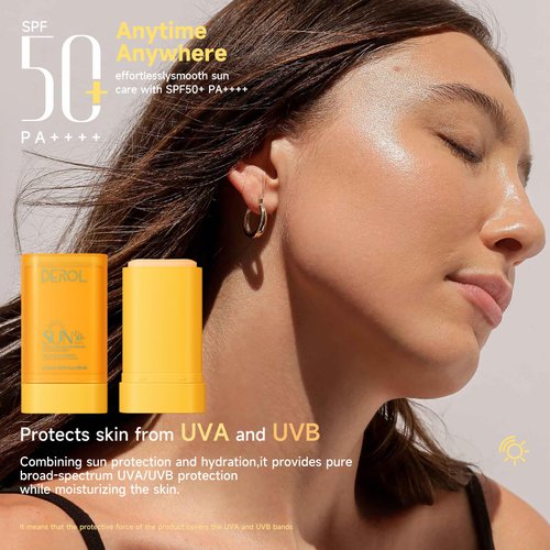 Sunscreen Stick for Face Spf50+ Sunblock Pa++++ Outdoor Water-Resistant Face & Body Solid Sunstick No Eye Irritation Travel Size 0.56 Oz (50 Uses)