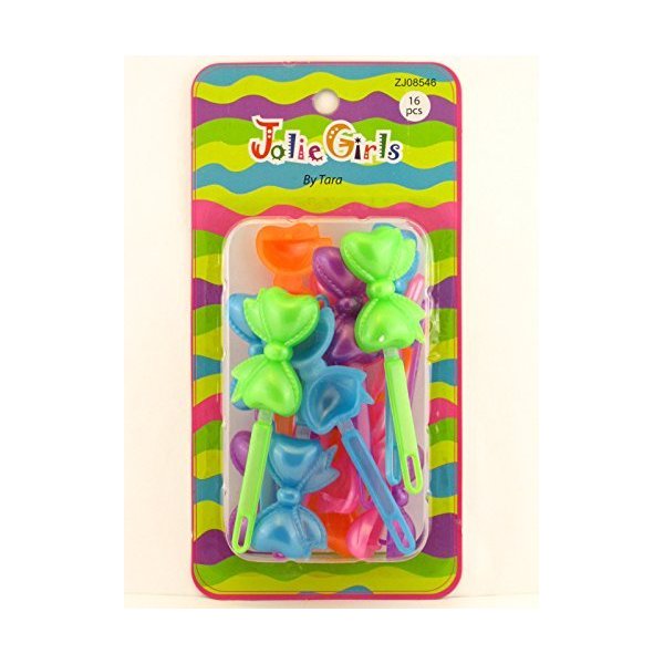 Jolie Girls By Tara Self Hinge Plastic Bow Hair Barrettes - 16 Pcs.