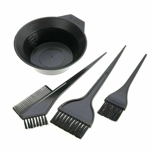 4Pcs/Set Professional Hair Colouring Brush, Hair Dye Color Brush and Bowl Set, Dye Tint Bleaching Bowl Salon Comb Hairdressing Tool Set