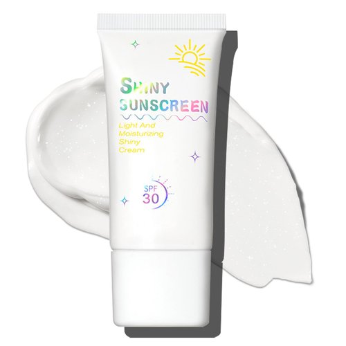 IONSGAKO Glitter Sunscreen SPF 30 Glow Shimmer Sunscreen for Face & Body Sunscreen Primer UVA/UVB Protection Lightweight Non-Greasy Daily Facial Sunscreen