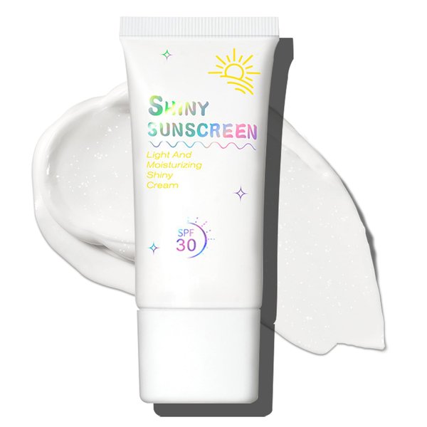 IONSGAKO Glitter Sunscreen SPF 30 Glow Shimmer Sunscreen for Face & Body Sunscreen Primer UVA/UVB Protection Lightweight Non-Greasy Daily Facial Sunscreen