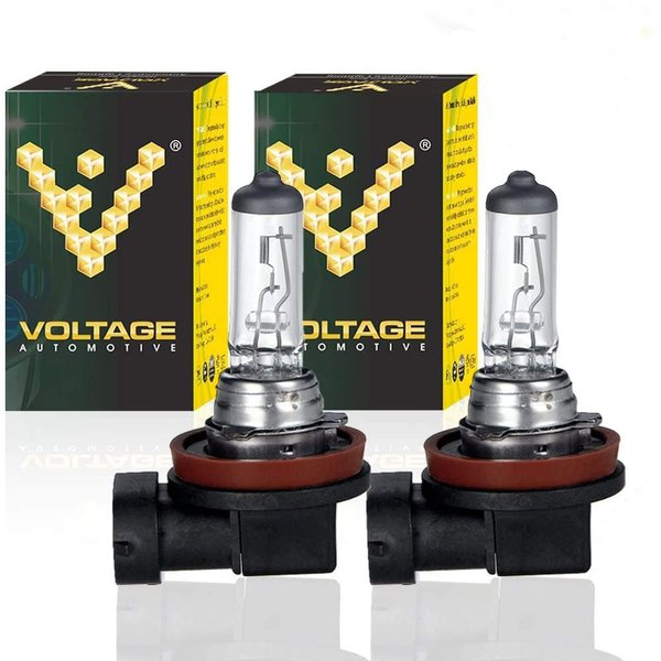 Voltage Automotive H11 Headlight Fog Light Bulb (Pair) - Standard Halogen Replacement For High Beam Low Beam Fog Lights